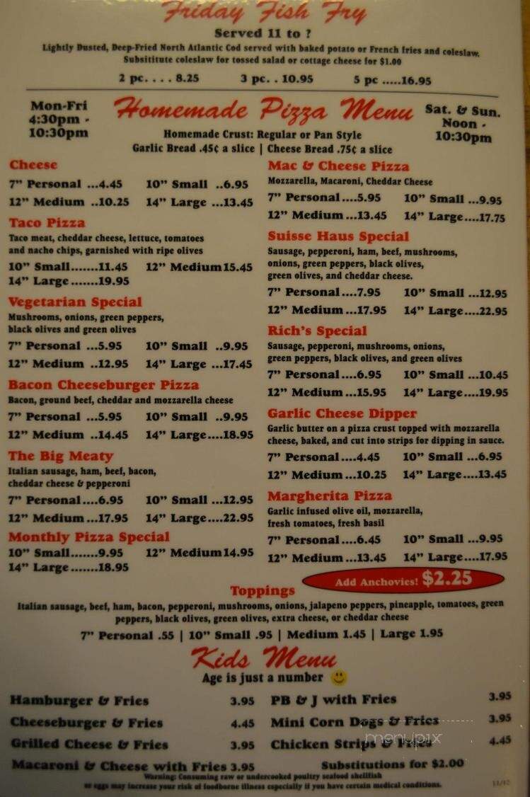Suisse Haus Food & Spirits - Monroe, WI menu_pic