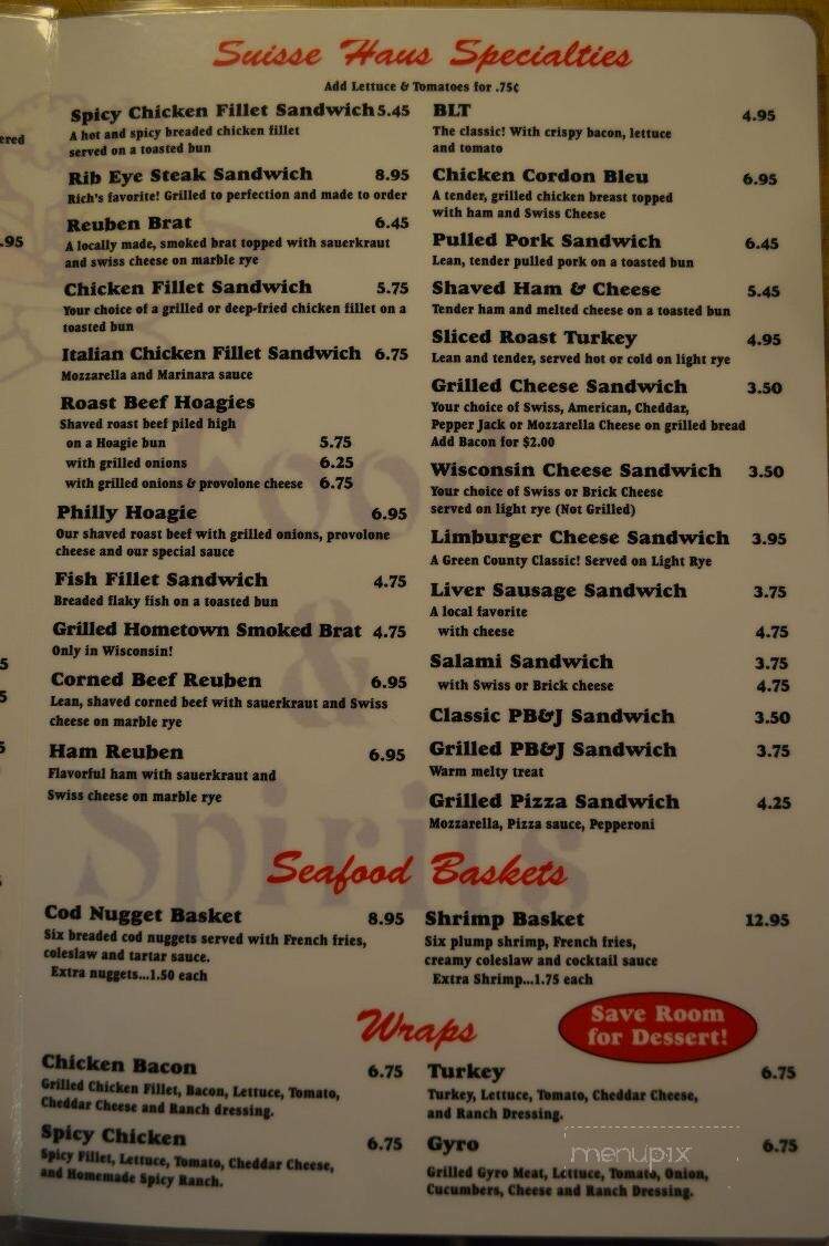 Suisse Haus Food & Spirits - Monroe, WI menu_pic