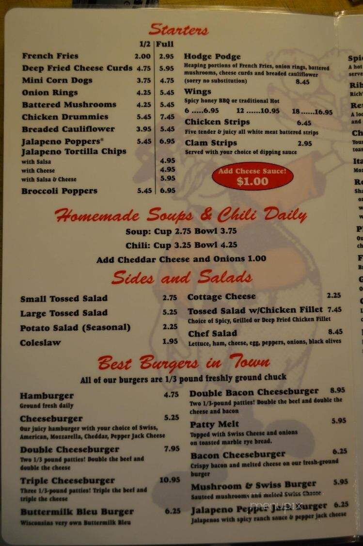 Suisse Haus Food & Spirits - Monroe, WI menu_pic