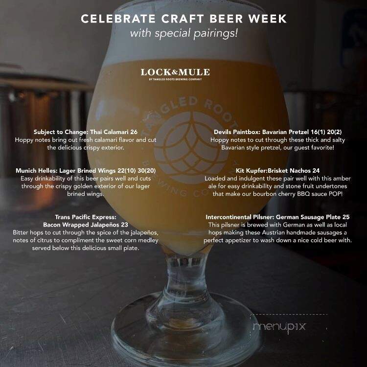 Lock & Mule by Tangled Roots Brewing Company - Lockport, IL menu_pic