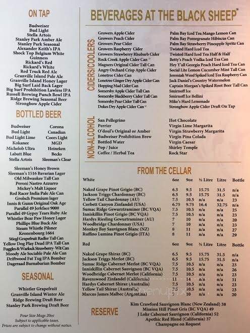 Black Sheep Pub - Maple Ridge, BC menu_pic