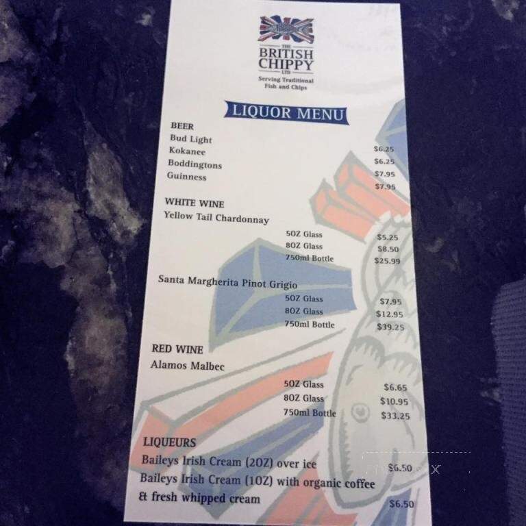 The British Chippy - Okotoks, AB menu_pic