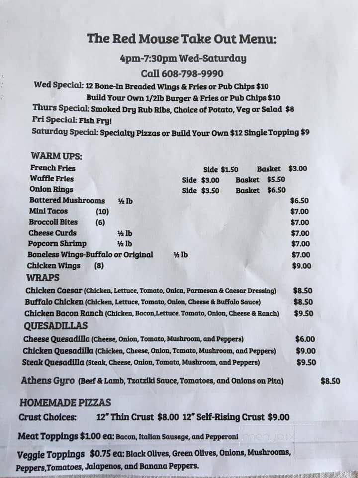 Red Mouse - Cross Plains, WI menu_pic