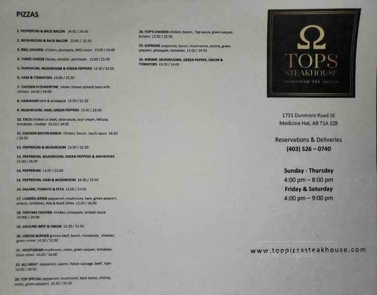 Top Steakhouse Dunmore Road - Medicine Hat, AB menu_pic