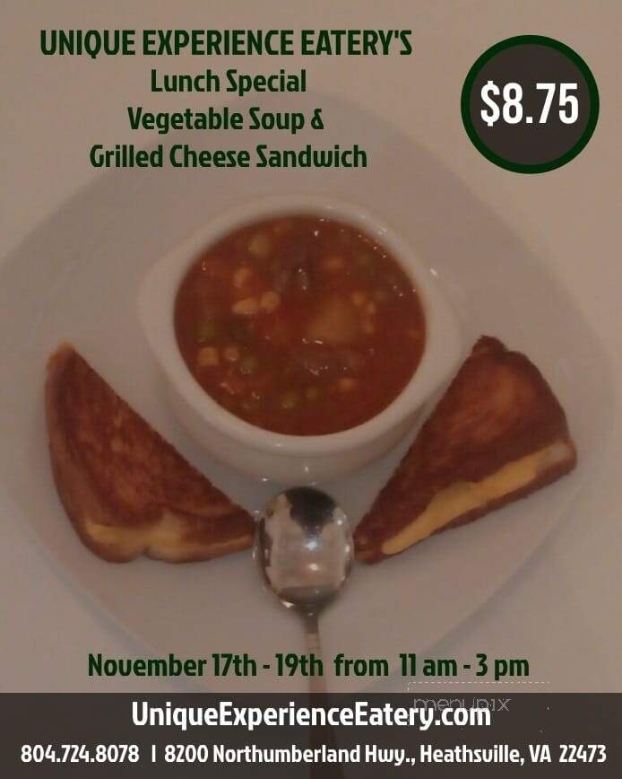 Unique Experience Eatery - Heathsville, VA menu_pic