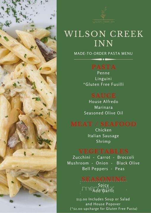 Wilson Creek inn - Menomonie, WI menu_pic