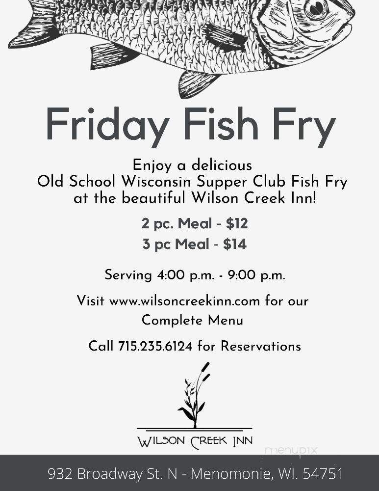 Wilson Creek inn - Menomonie, WI menu_pic