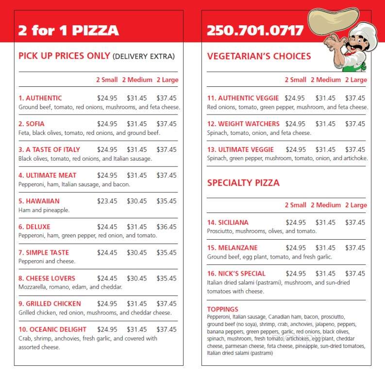 Authentic Pizza - Duncan, BC menu_pic