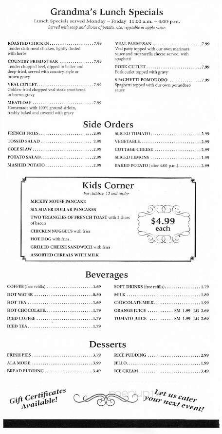 Grandma Sally's - New Port Richey, FL menu_pic