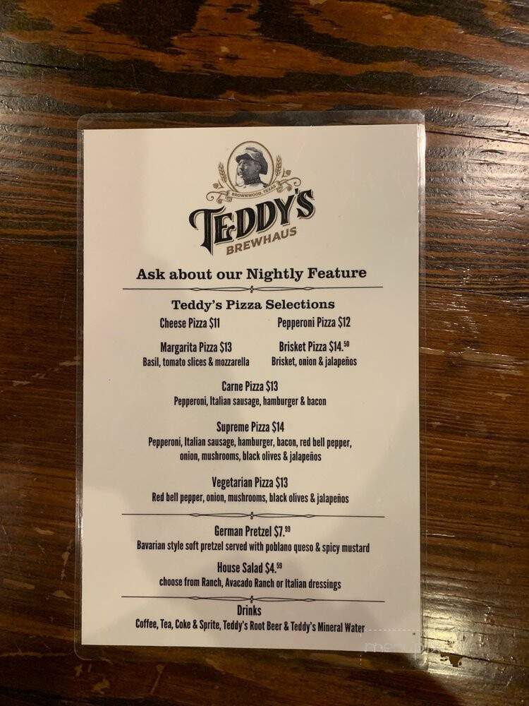 Teddy's Brewhaus - Brownwood, TX menu_pic