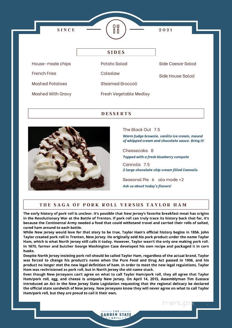 The Garden State Grill - Lillington, NC menu_pic