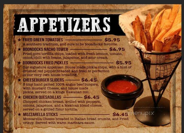 Boondocks Sports Bar & Grill - Marion, NC menu_pic
