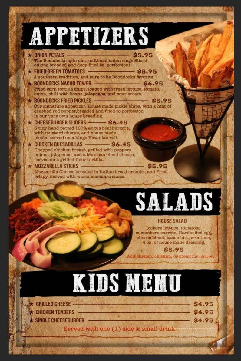 Boondocks Sports Bar & Grill - Marion, NC menu_pic