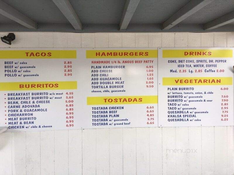El Parasol - Espanola, NM menu_pic