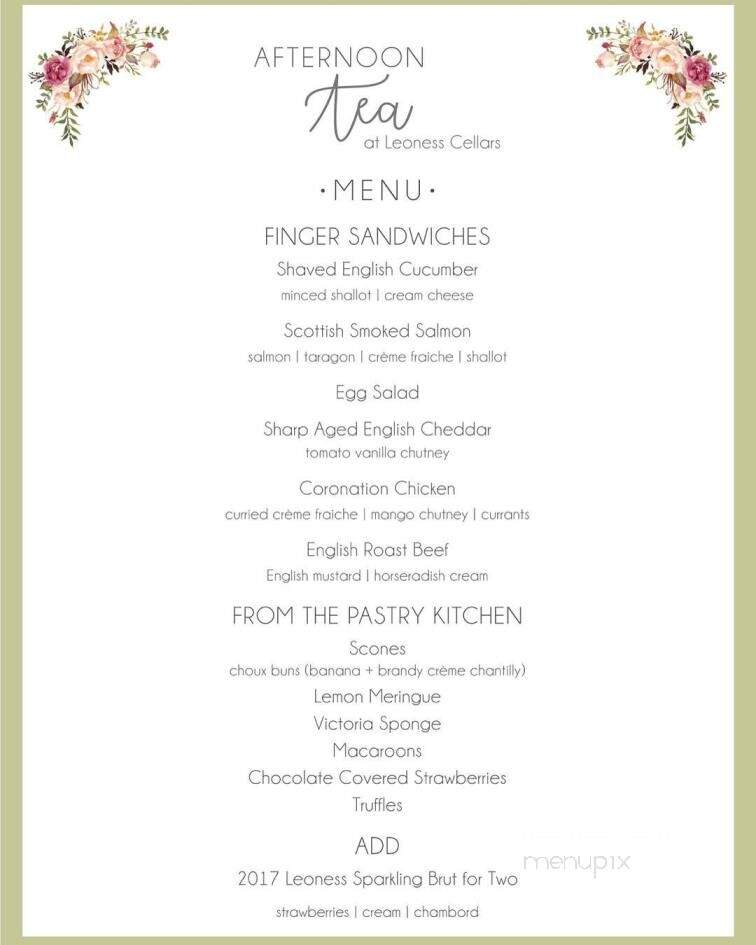 The Restaurant at Leoness Cellars - Temecula, CA menu_pic