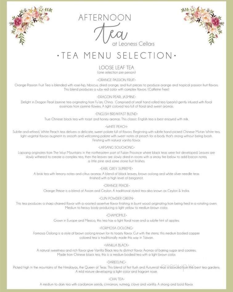 The Restaurant at Leoness Cellars - Temecula, CA menu_pic