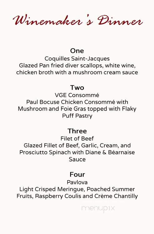 The Restaurant at Leoness Cellars - Temecula, CA menu_pic