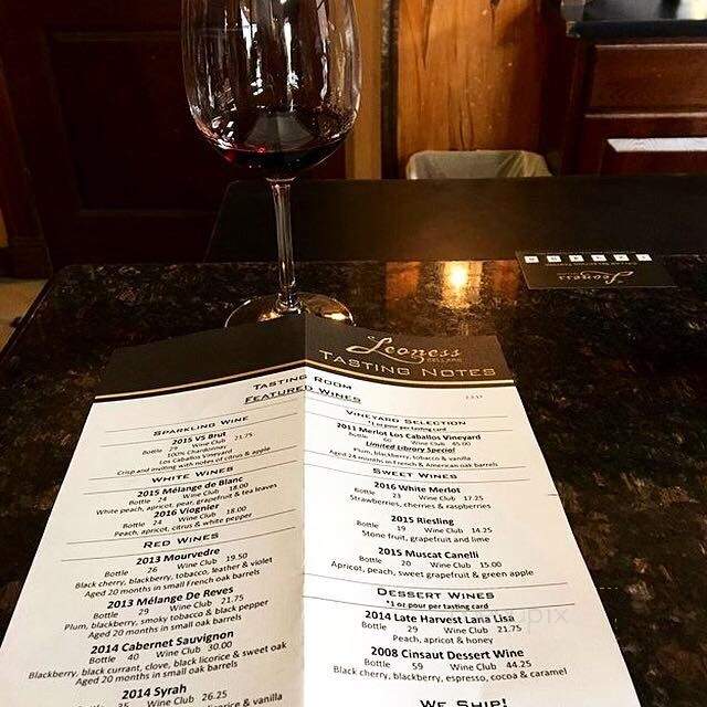 The Restaurant at Leoness Cellars - Temecula, CA menu_pic