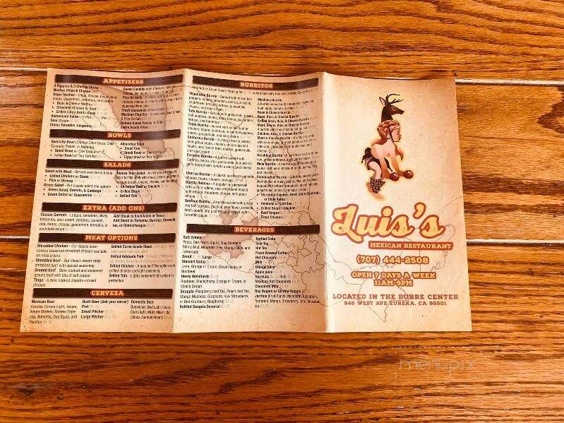 Luis's Mexican Restaurant - Eureka, CA menu_pic