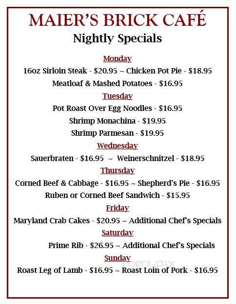 Brick Cafe - Lynbrook, NY menu_pic