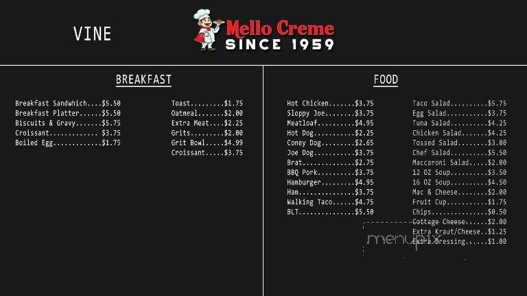 Mello-Creme Donuts - Lima, OH menu_pic