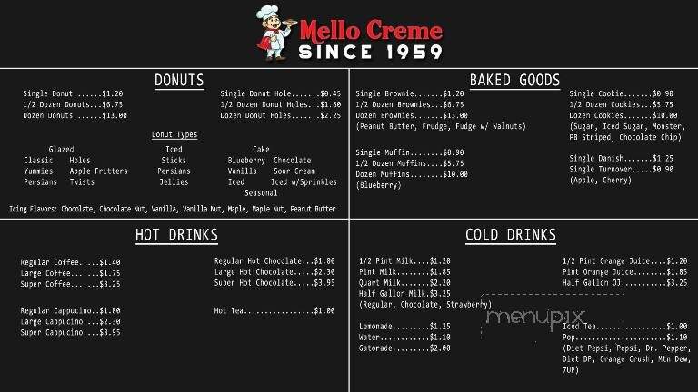 Mello-Creme Donuts - Lima, OH menu_pic