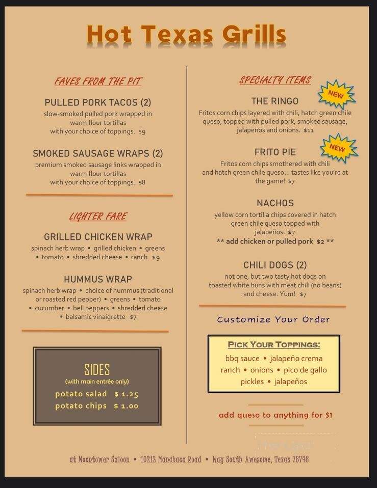 Moontower Saloon - Austin, TX menu_pic