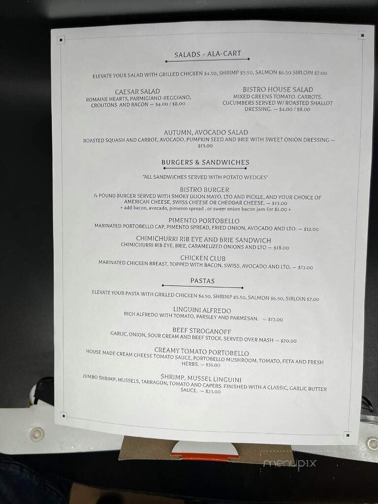 Bistro 29 - Murphy, NC menu_pic