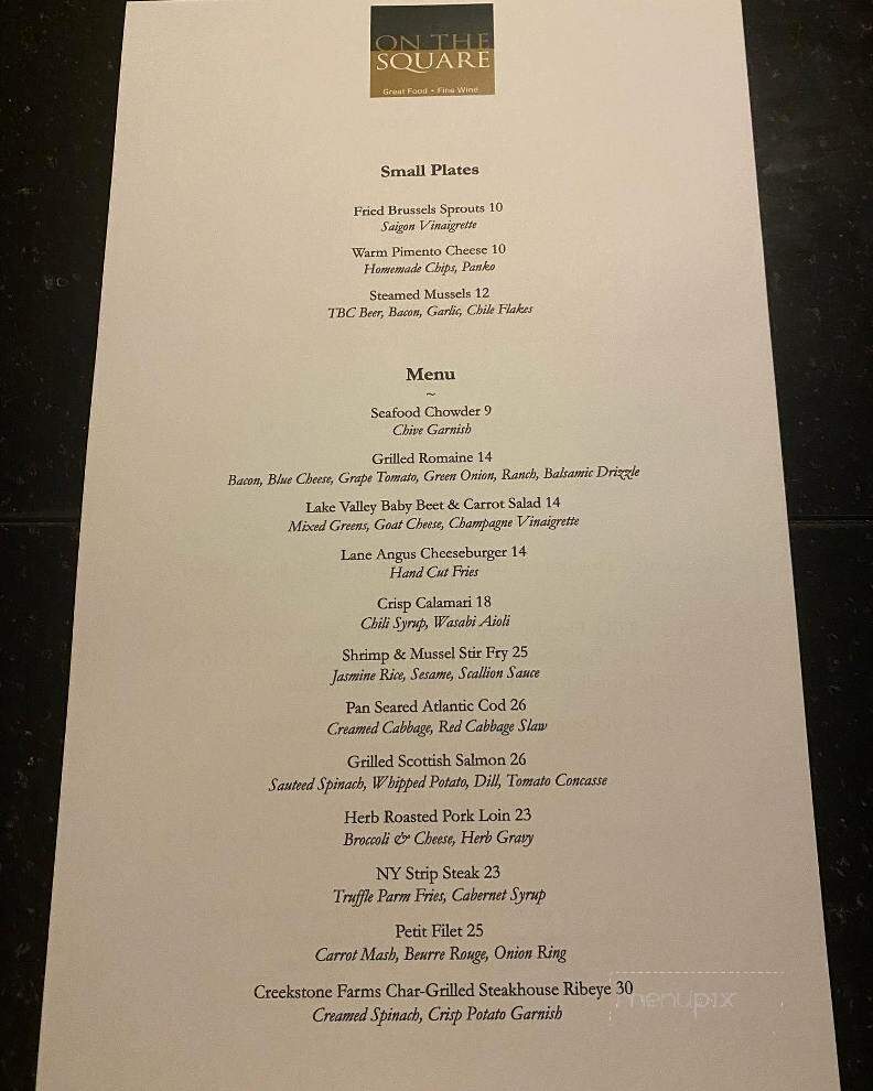 On The Square - Tarboro, NC menu_pic