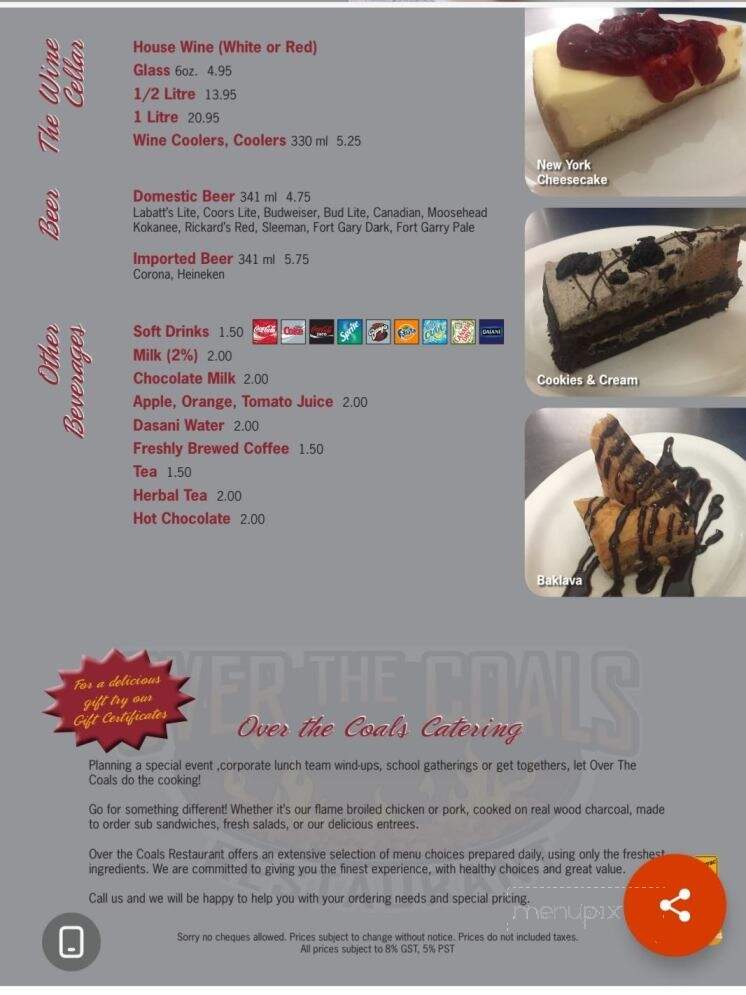 Over The Coals - Portage la Prairie, MB menu_pic