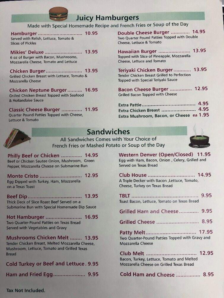 Mikie's Wheel Inn Restaurant - Rycroft, AB menu_pic