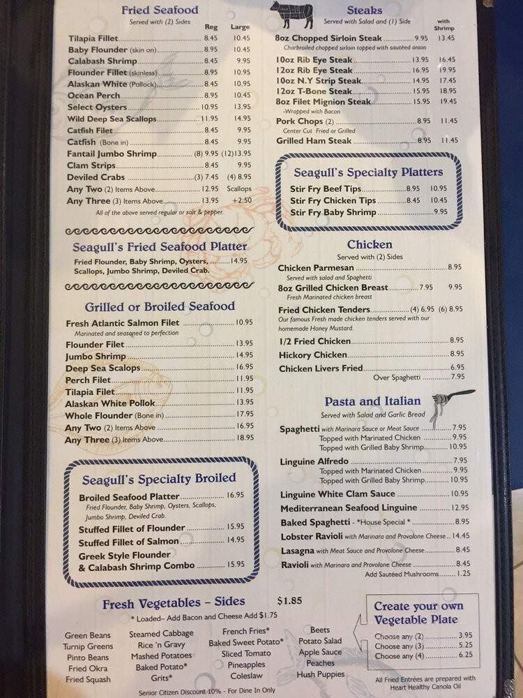 Seagull's Grill - Lancaster, SC menu_pic