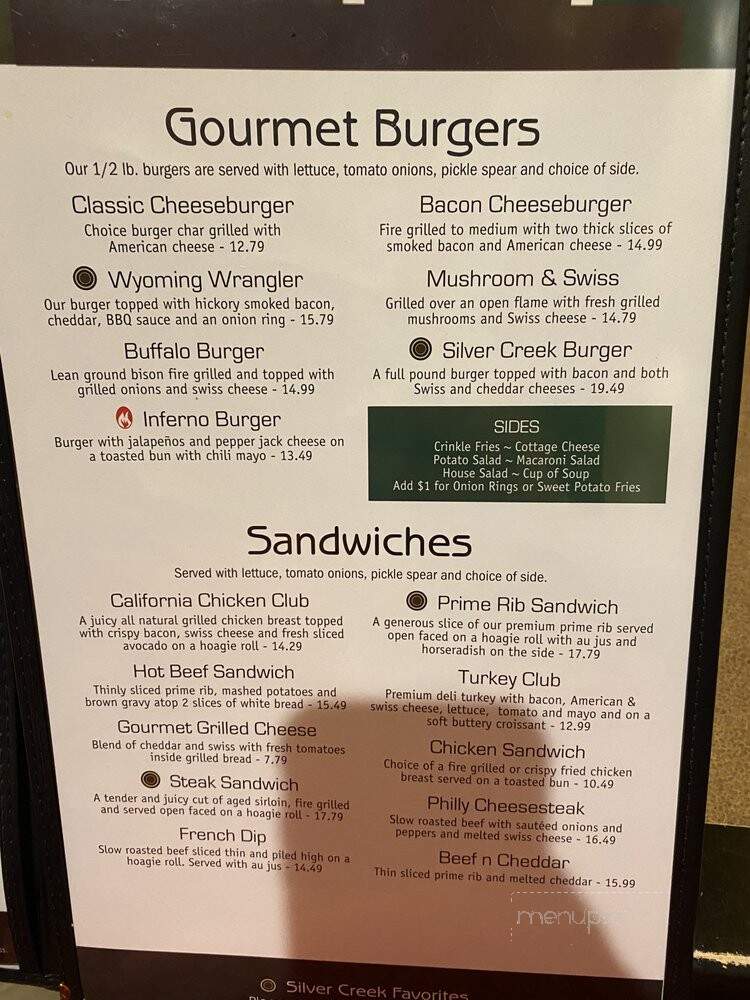 Silver Creek Steak House - Gillette, WY menu_pic