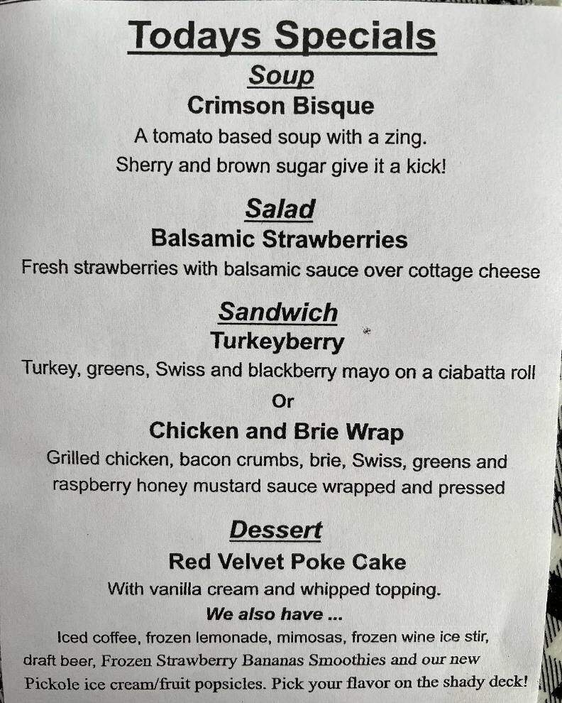 Back Porch - Lake Alfred, FL menu_pic