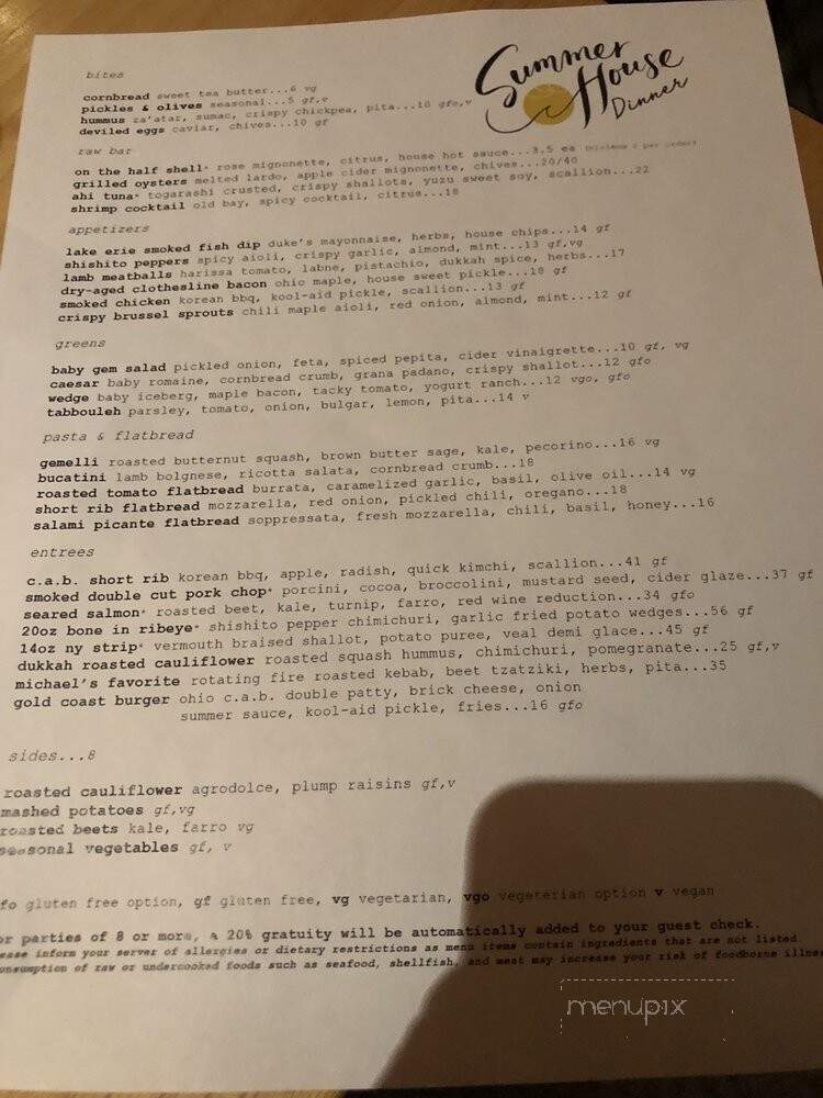 Summer House - Lakewood, OH menu_pic