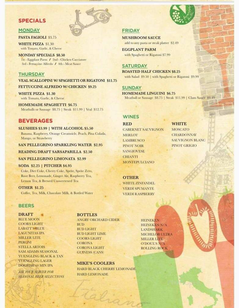 Victor Emmanuel II - Reading, PA menu_pic