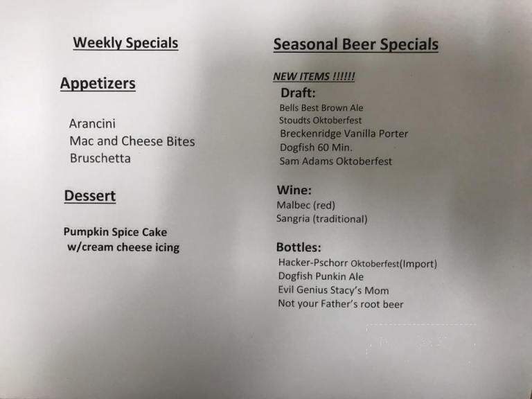 Victor Emmanuel II - Reading, PA menu_pic