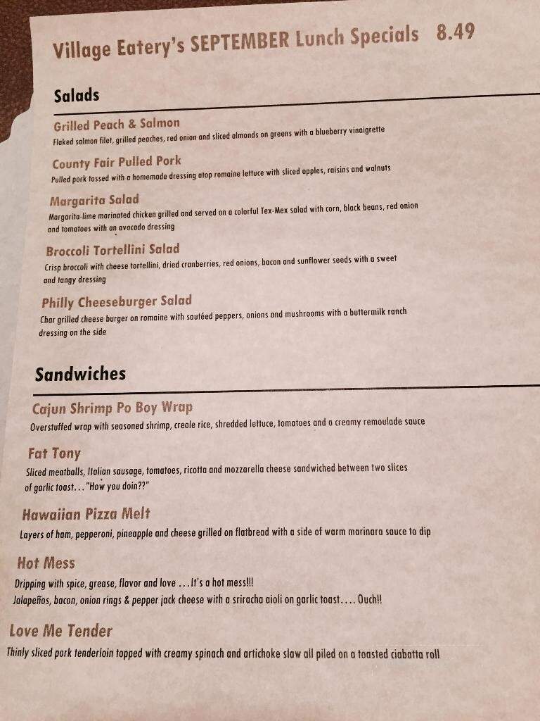 Village Eatery - Lockport, NY menu_pic
