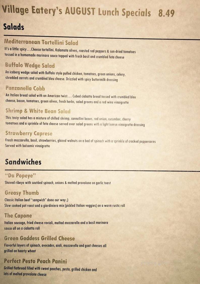 Village Eatery - Lockport, NY menu_pic