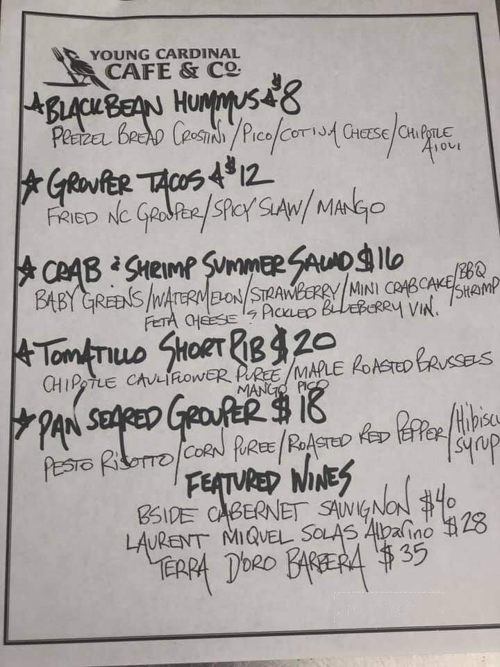 Young Cardinal Cafe - Winston-Salem, NC menu_pic