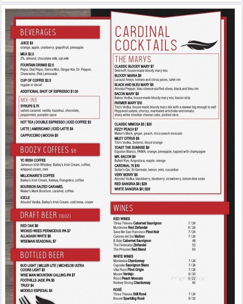 Young Cardinal Cafe - Winston-Salem, NC menu_pic