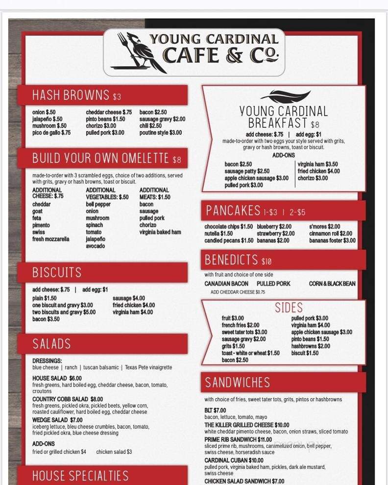 Young Cardinal Cafe - Winston-Salem, NC menu_pic