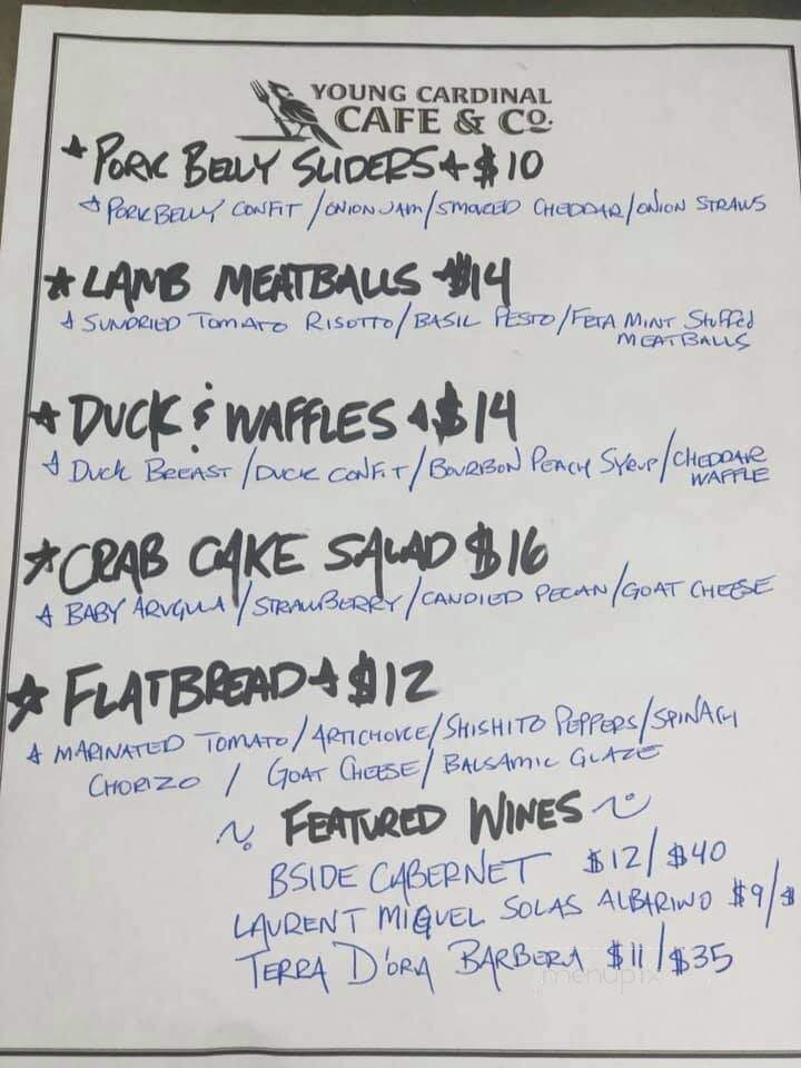 Young Cardinal Cafe - Winston-Salem, NC menu_pic