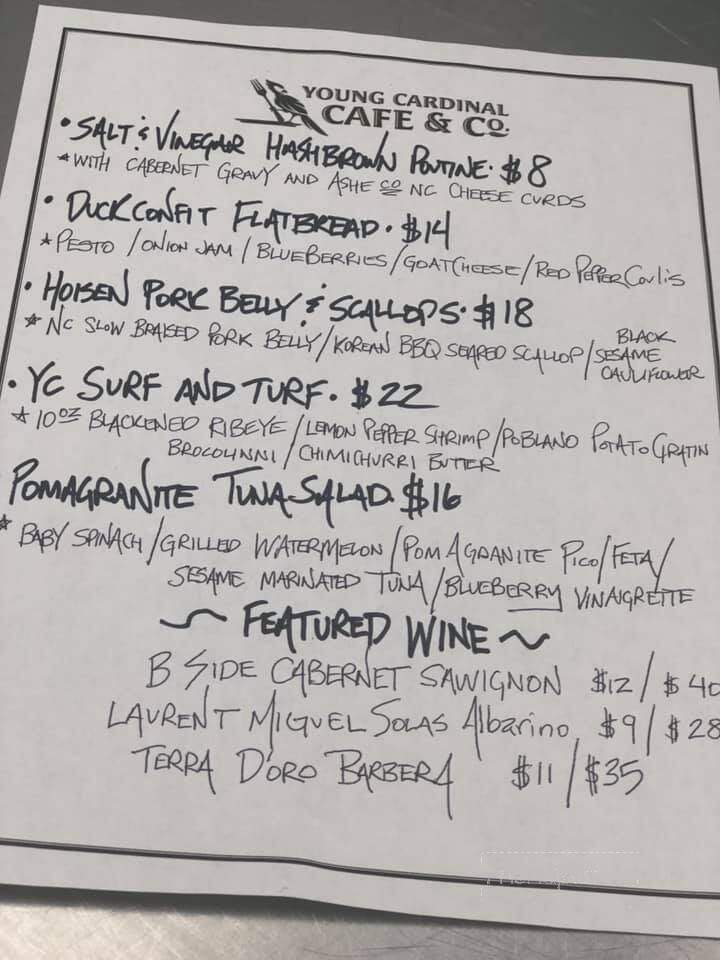 Young Cardinal Cafe - Winston-Salem, NC menu_pic