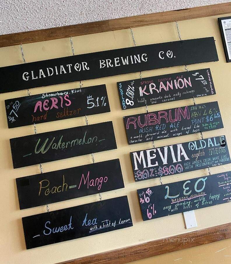 Gladiator Brewing - Clarksville, TN menu_pic