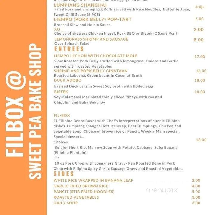 Sweet Pea Bake Shop - Sonoma, CA menu_pic