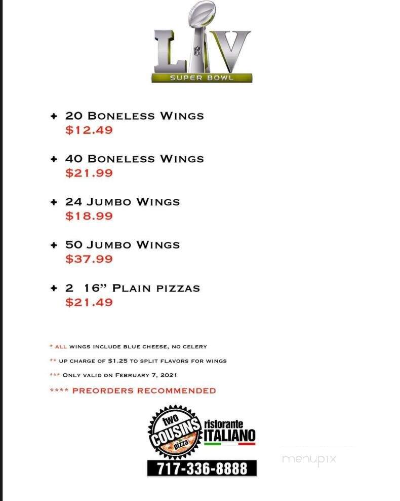 Two Cousins Pizza-Family Rest - Stevens, PA menu_pic