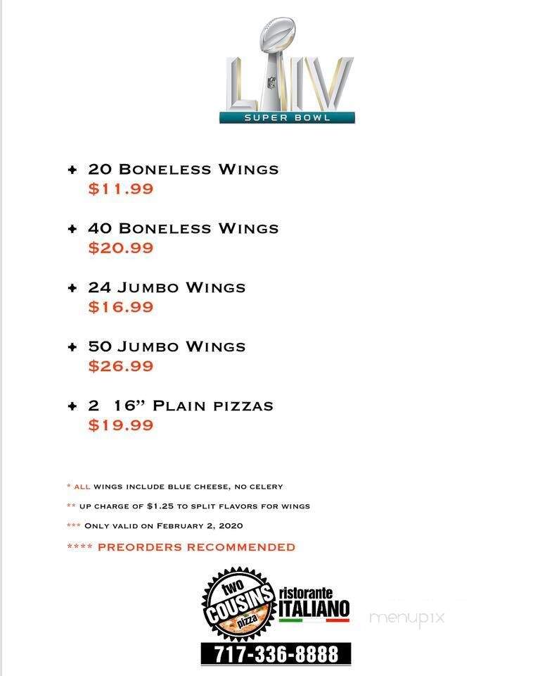 Two Cousins Pizza-Family Rest - Stevens, PA menu_pic