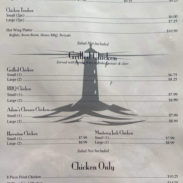 Adam's Seafood & Steak - Tabor City, NC menu_pic