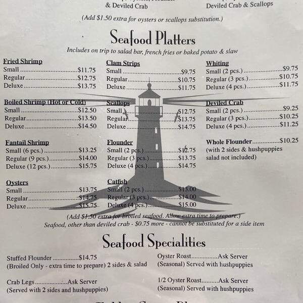 Adam's Seafood & Steak - Tabor City, NC menu_pic